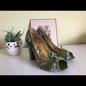 Green Chevron Naughty Monkey Heel